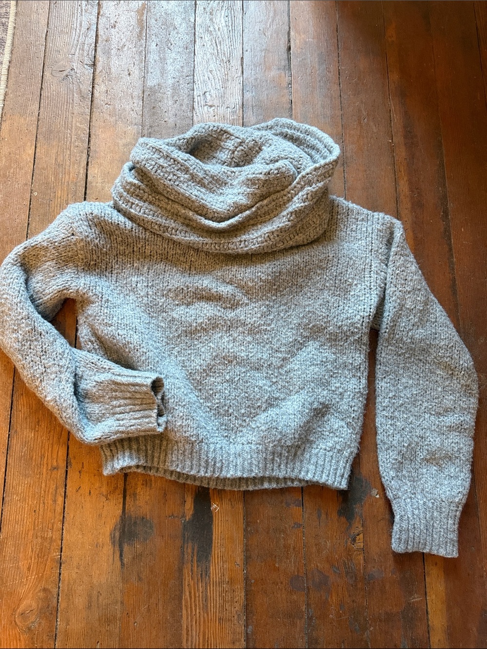 Cozy Gray Cowl Neck Women's Sweater
